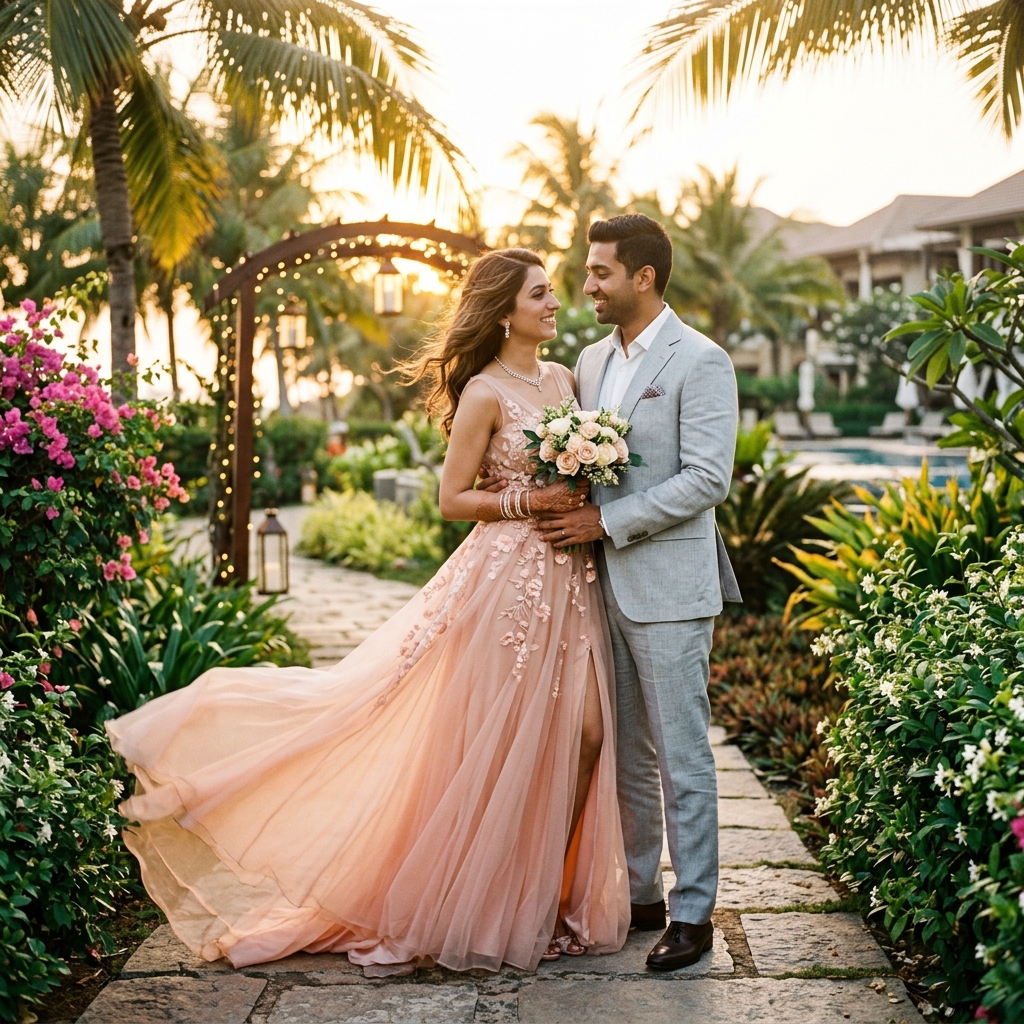 Couple walking at Sunset